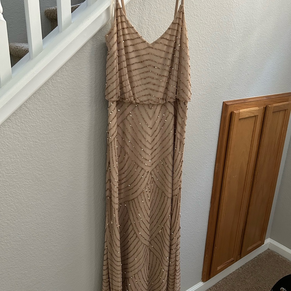 Adrianna Papell Gold Sequin Embellished Formal Dress